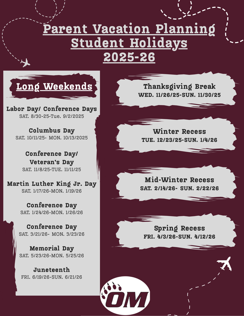 A look ahead at the holidays throughout the 25-26 school year.
