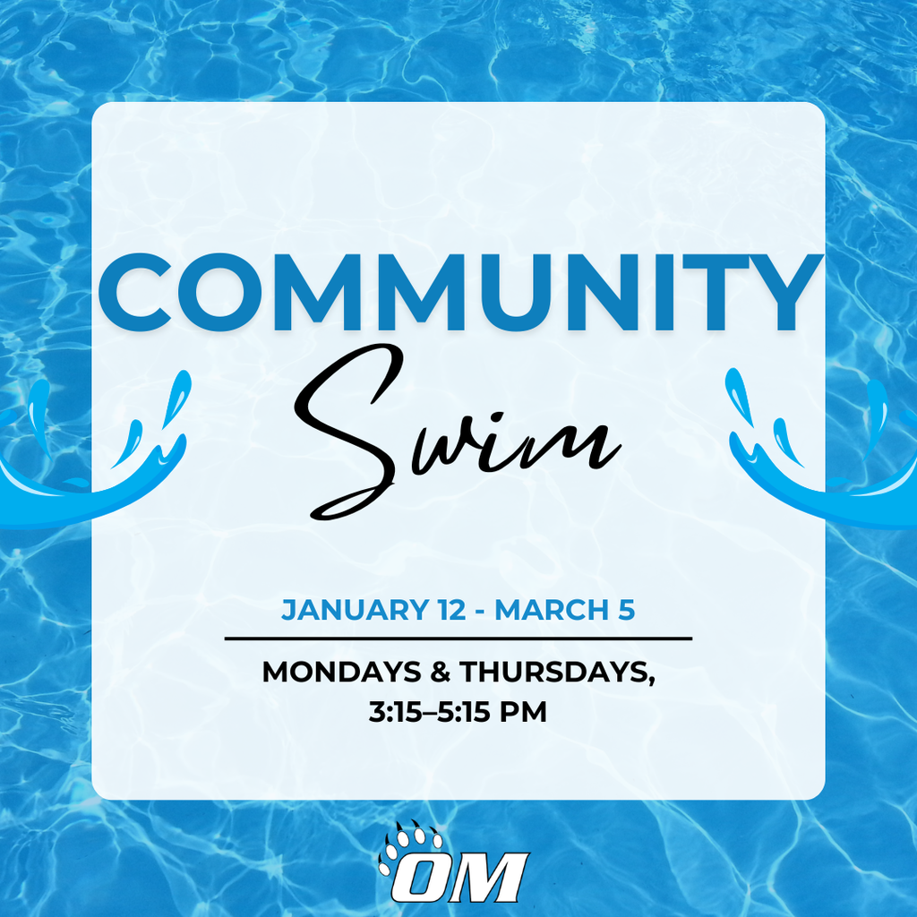 Community Swim January 12-March 5 Mondays and Thursdays 3:15-5:15 PM