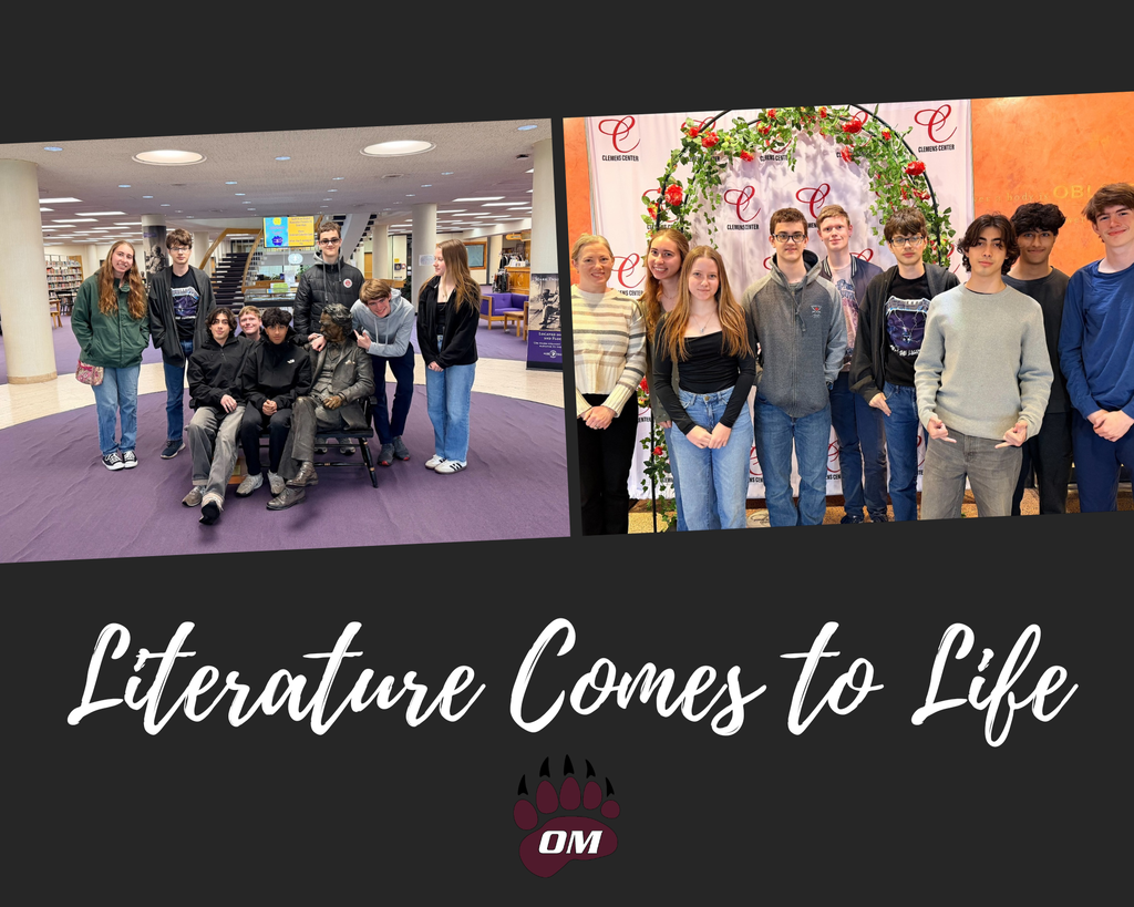 Two photos of groups of students on a field trip with a caption that reads "Literature Comes to Life" 