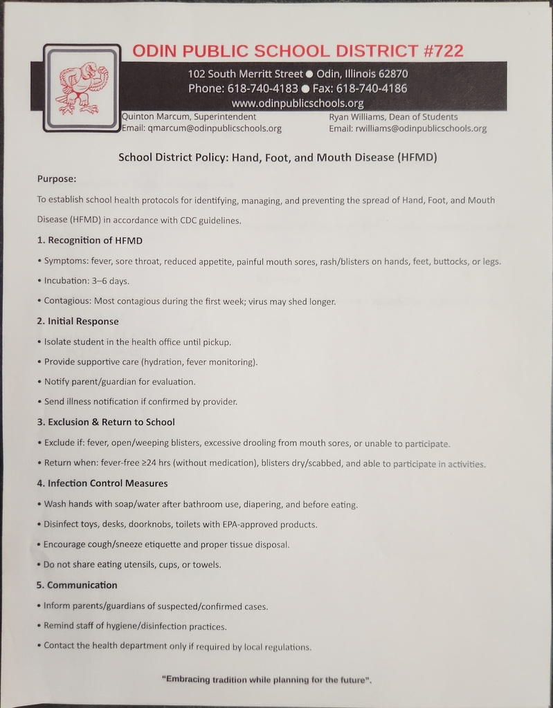 School Policy: Hand, Foot, and Mouth Disease