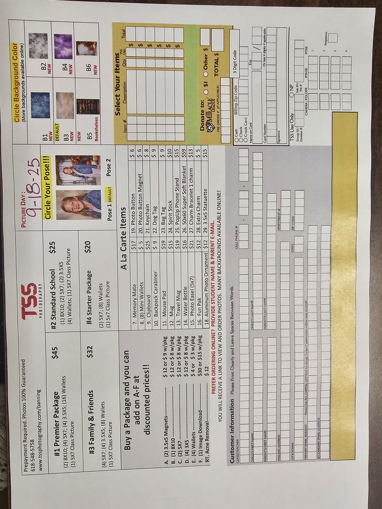 Picture day order form or order onlline www.tssphotography.com
