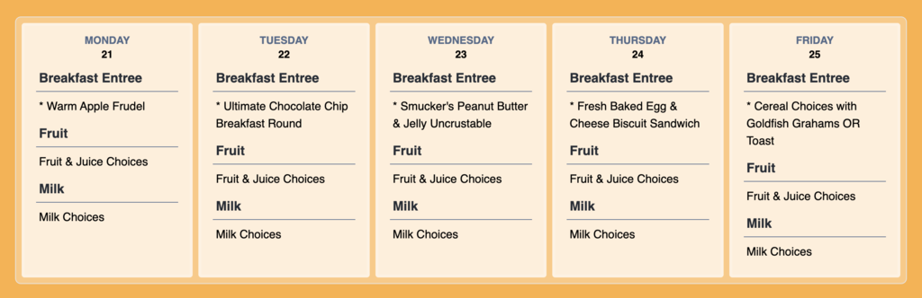 breakfast menu