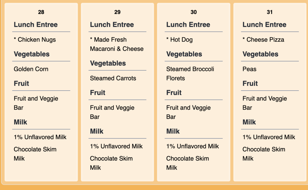 lunch menu