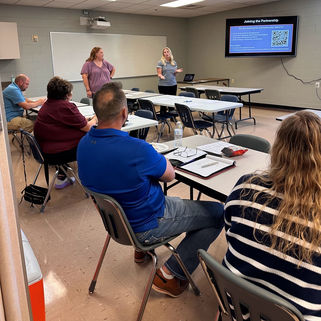 Ogallala High School staff presenting to business leaders about the work-based learning program.