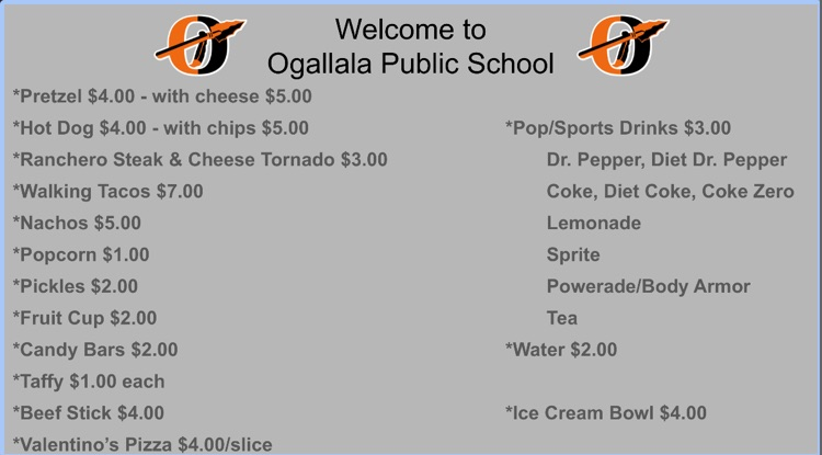 concession stand menu