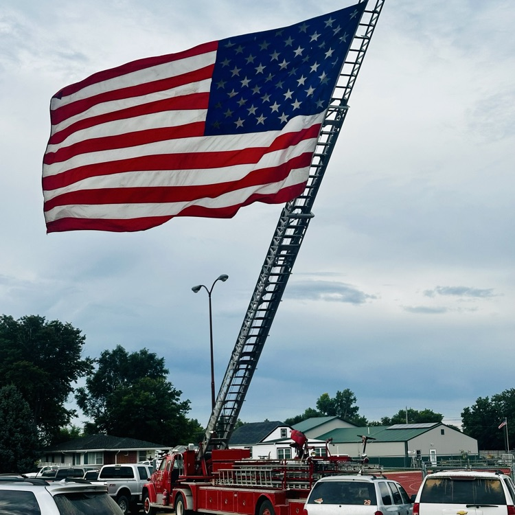 flag from fire truck 