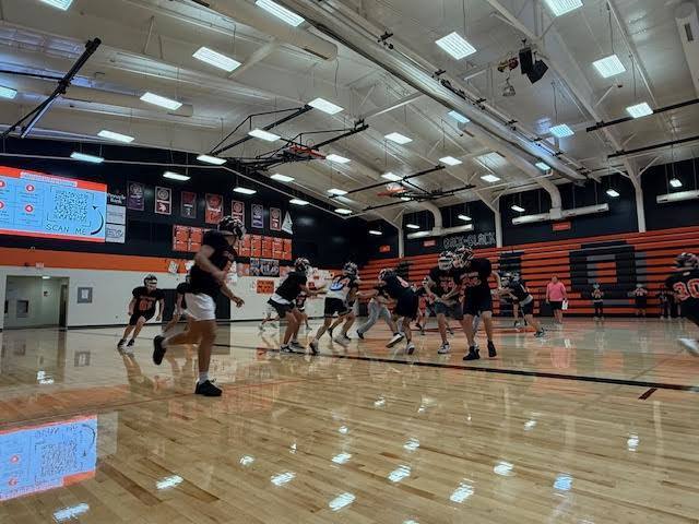 indoor football practice