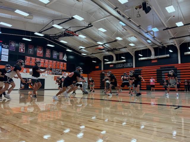 indoor football practice