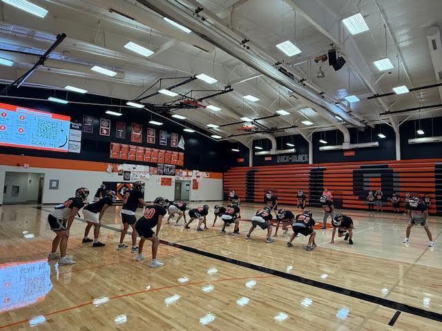 indoor football practice