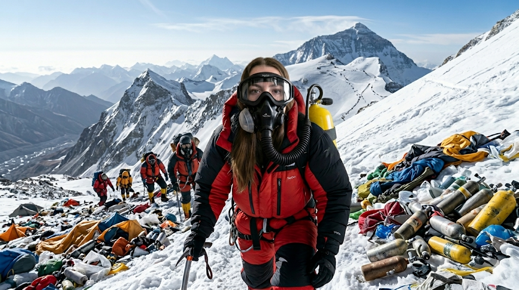 students going up mount everest as project