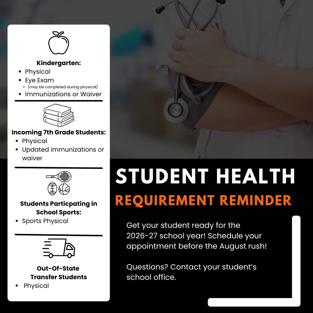 student health requirement reminder graphic