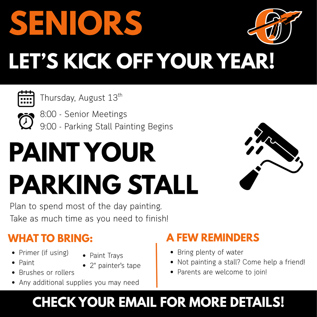 senior parking stall painting flier with details about event.