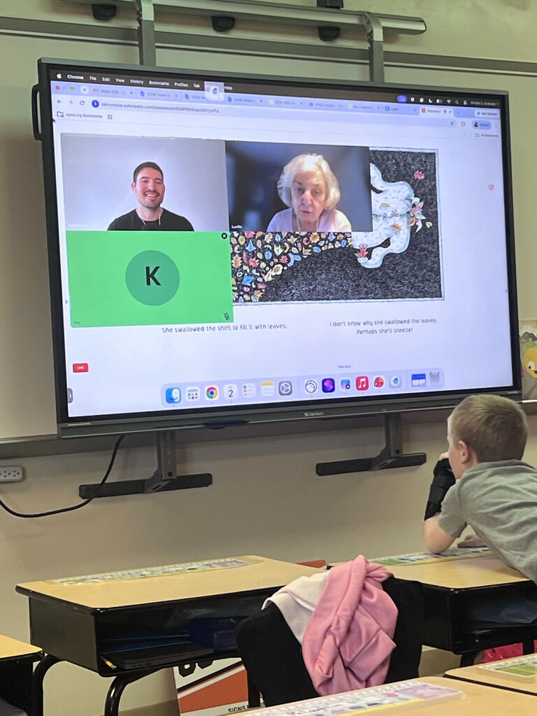 zoom screen on board with people on it