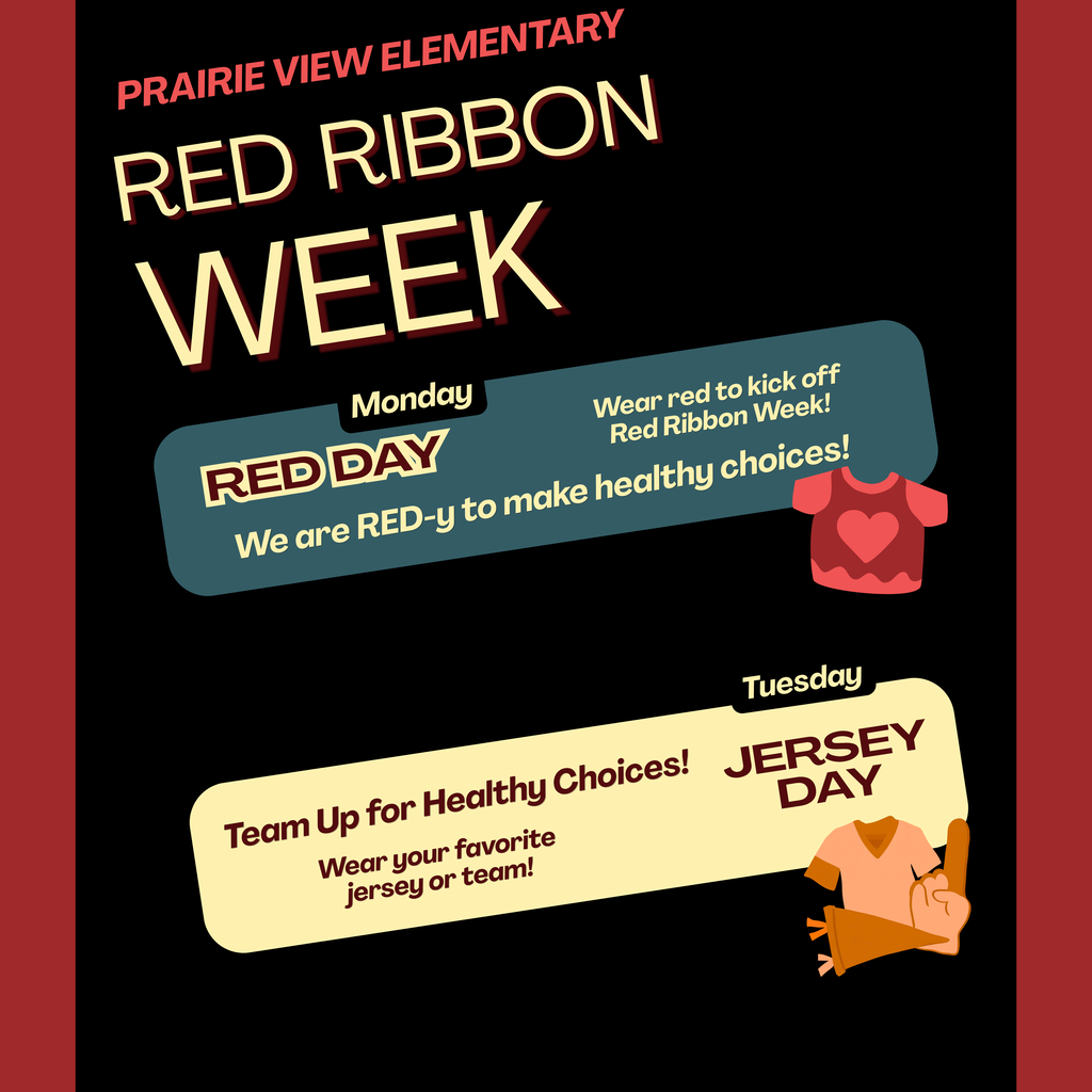 red ribbon week poster with clothes items showing what stdents should wear