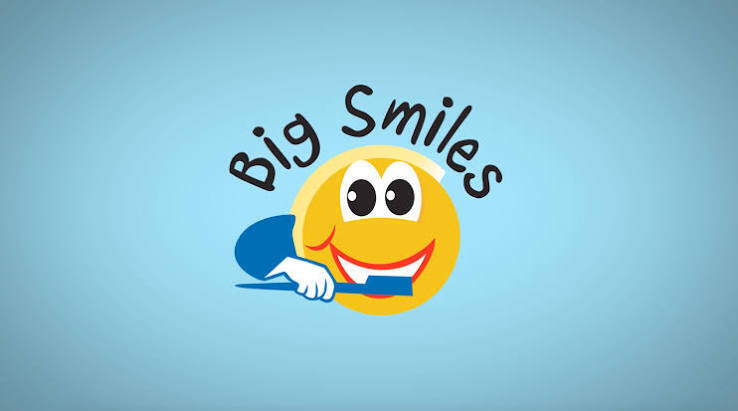 The logo for Big Smiles, a smiley face brushing their teeth