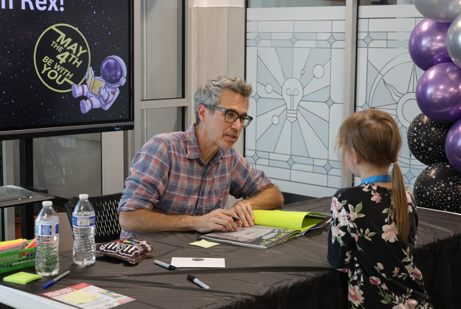 Adam Rex signing books