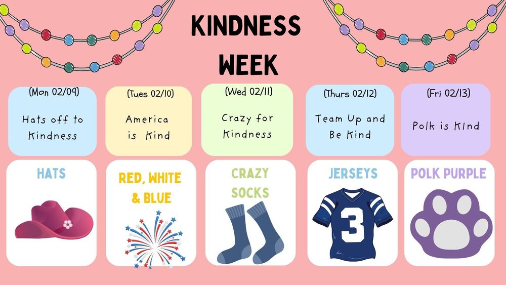 Schedule for Kindness week  spirit week