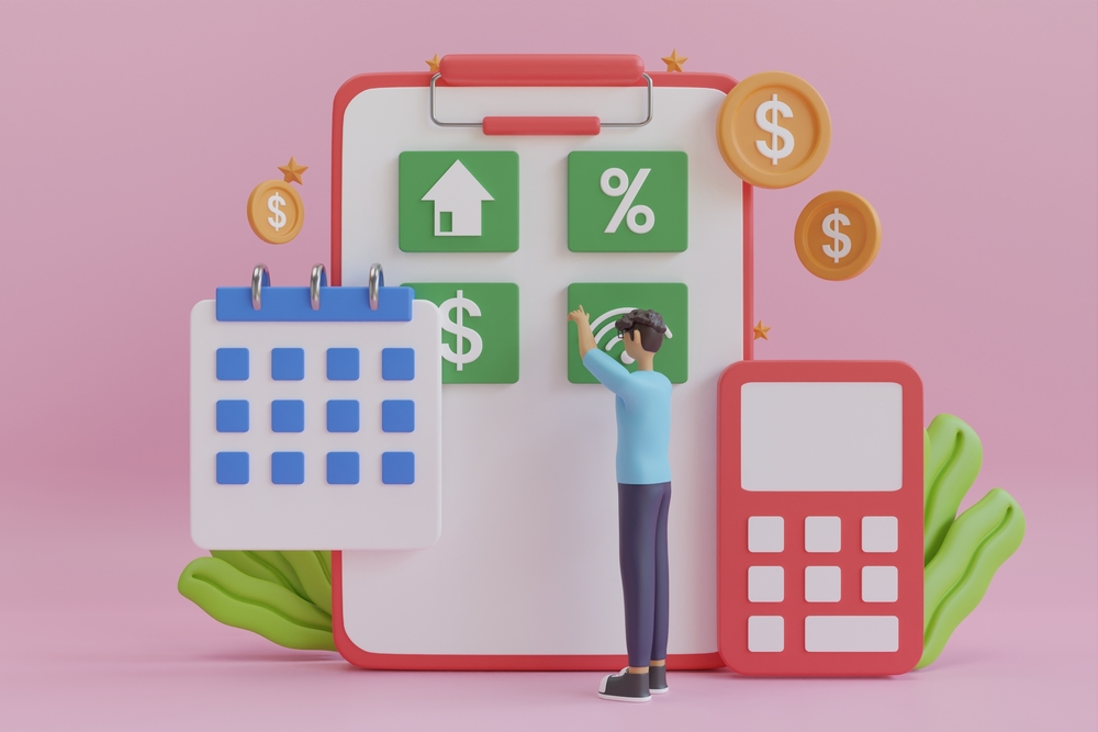 Illustration of a person arranging a budget