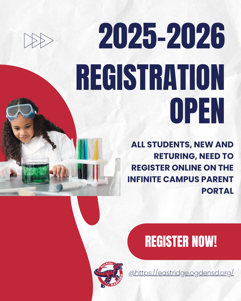 Poster with girl doing science and announcing 2025-2026 registration