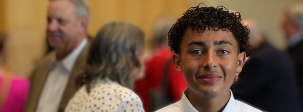 student face with blurred background