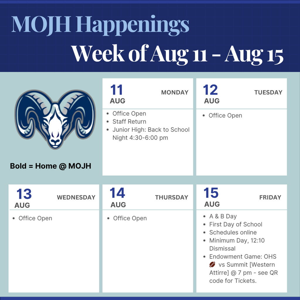 Week at a Glance 8/11-8/15/2025