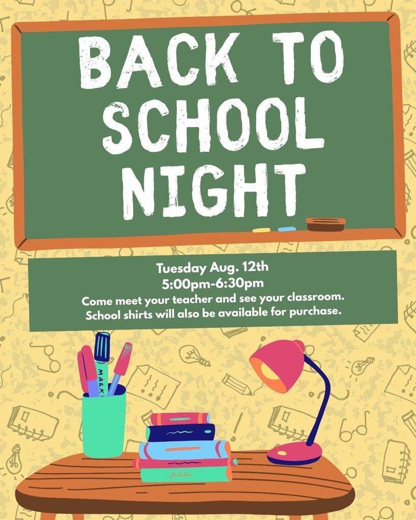 Chalkboard clipart with back to school night information