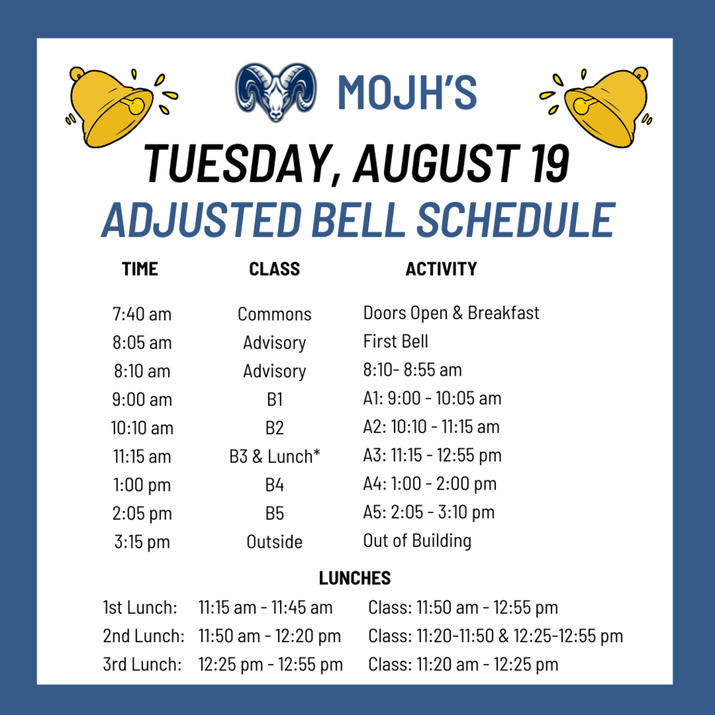 Tuesday's Adjusted Schedule