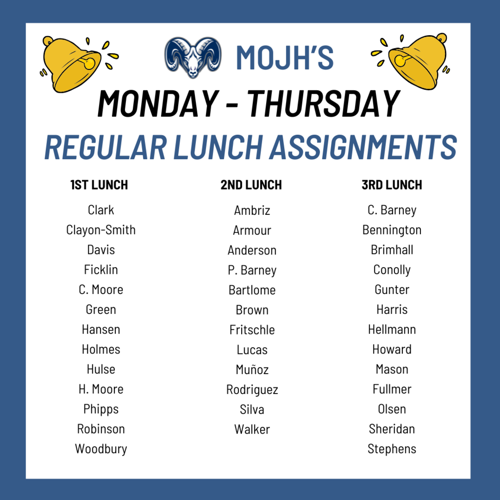 M-Th lunch Assignments