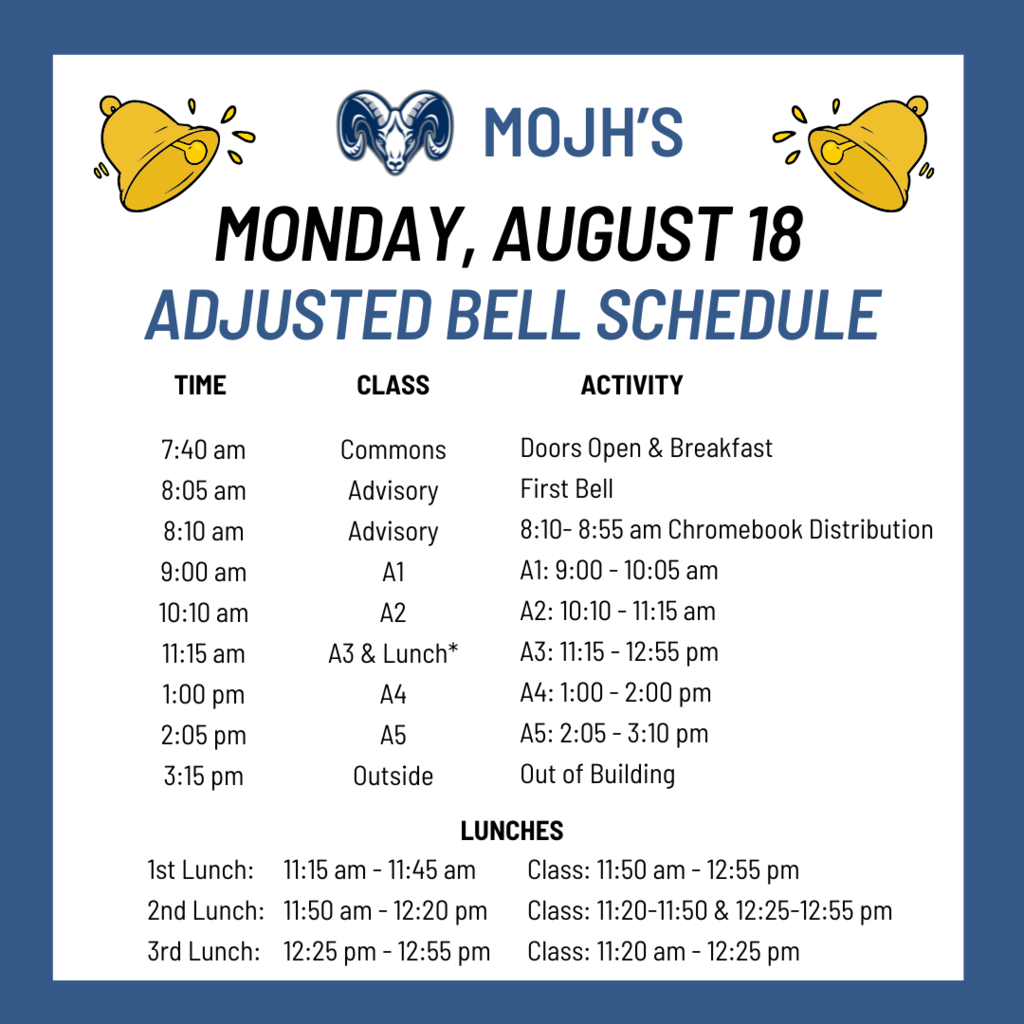 Monday's Adjusted Schedule