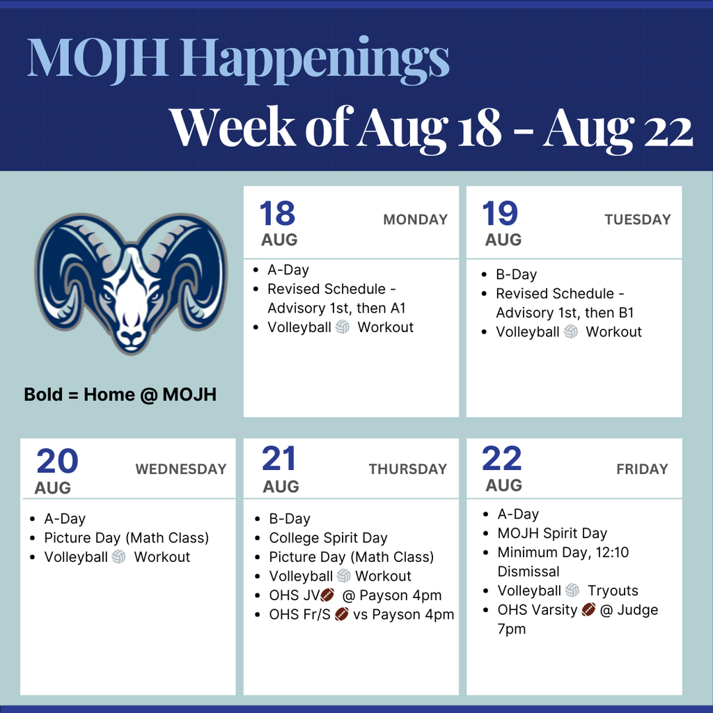 Week at a Glance 8/18-22/2025