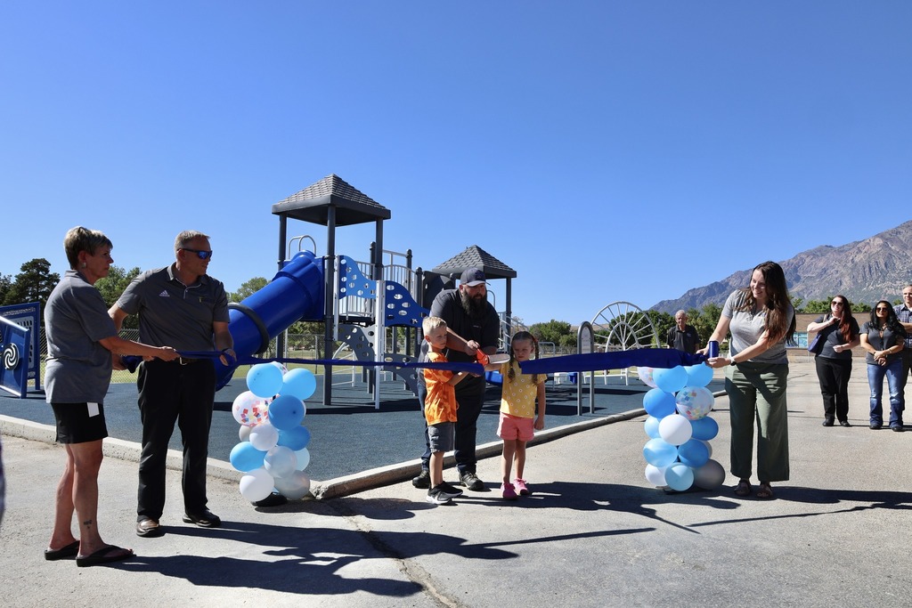 ribbon cutting of new playground