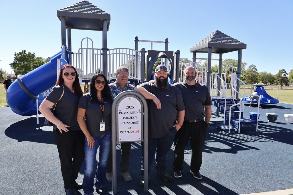 reps from Cerrowire at new playground
