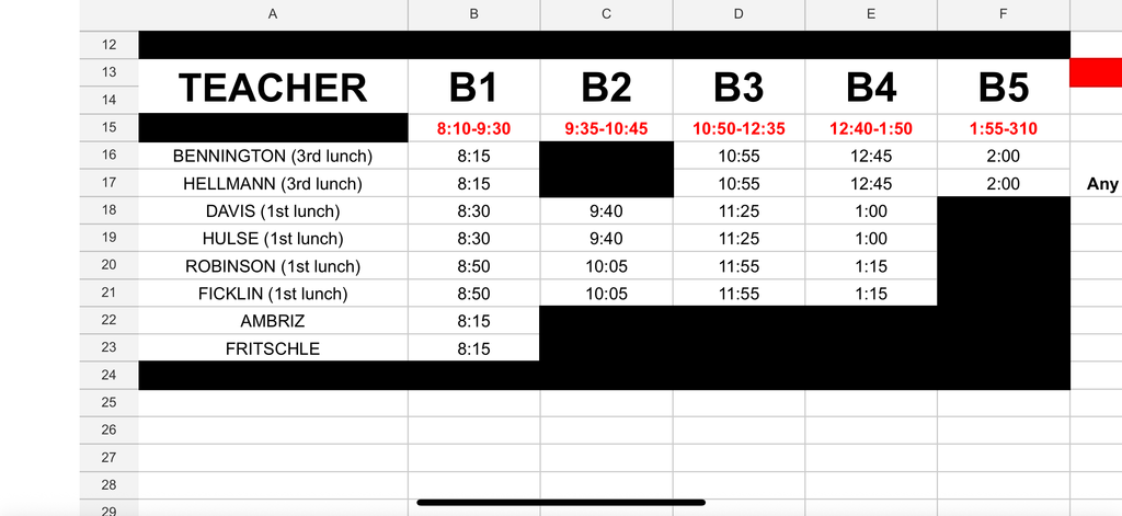 B-Day Picture Schedule