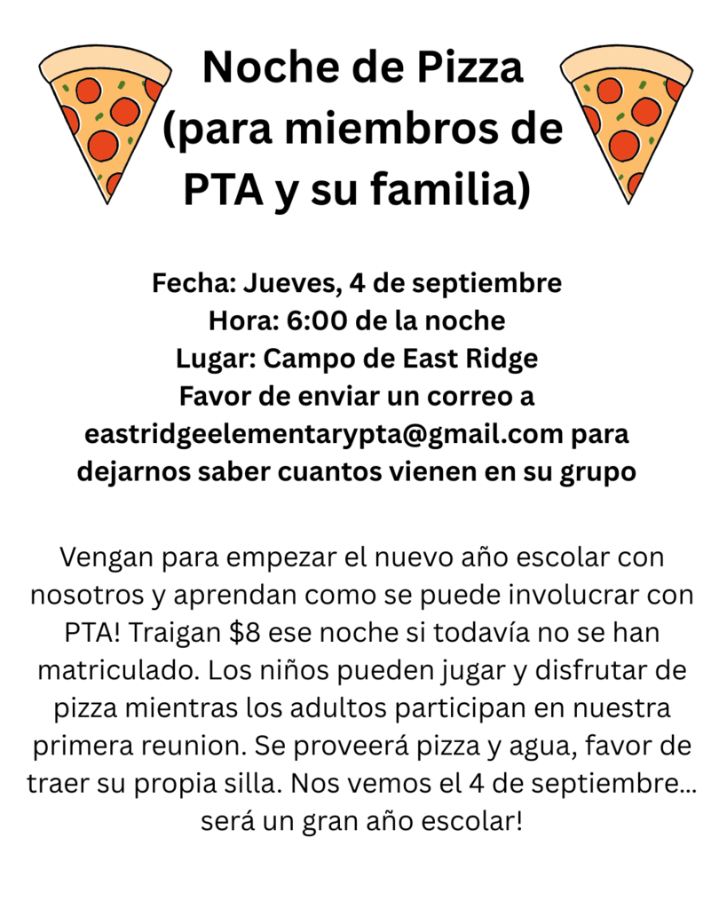 PTA Pizza Flyer Spanish