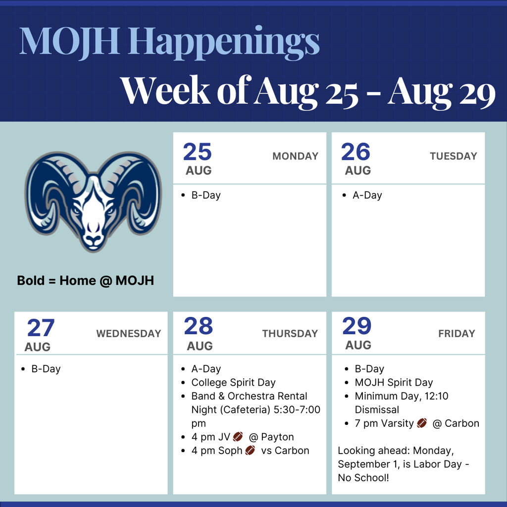 Week at a Glance 8/25-29/25