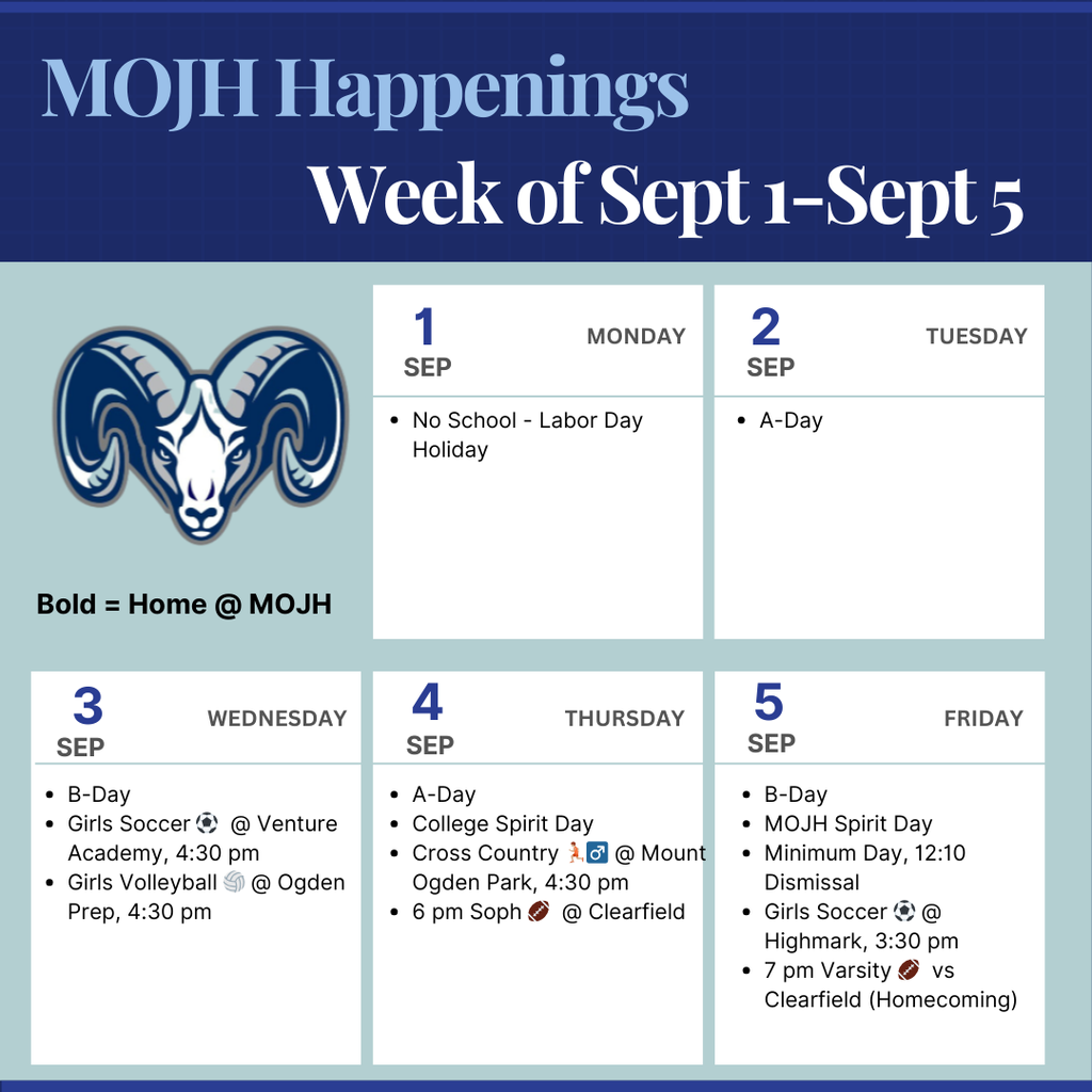 Week at a Glance 9/1-5/25