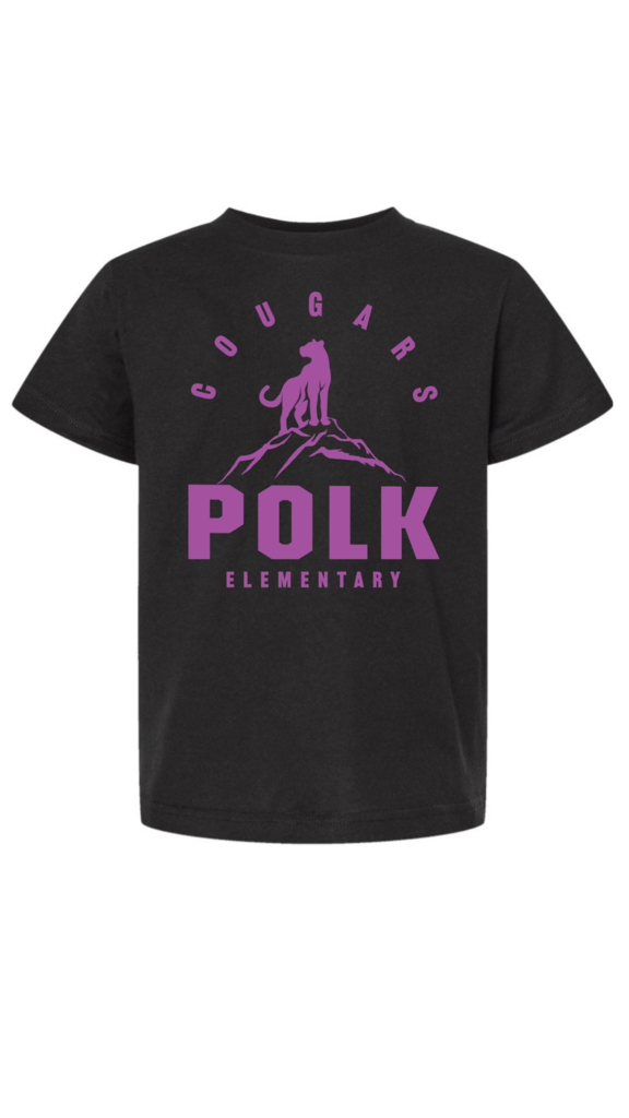 Black shirt with purple cougar image and text