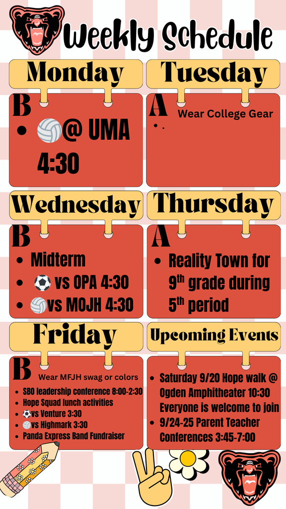 Week at a glance for 9/15-19