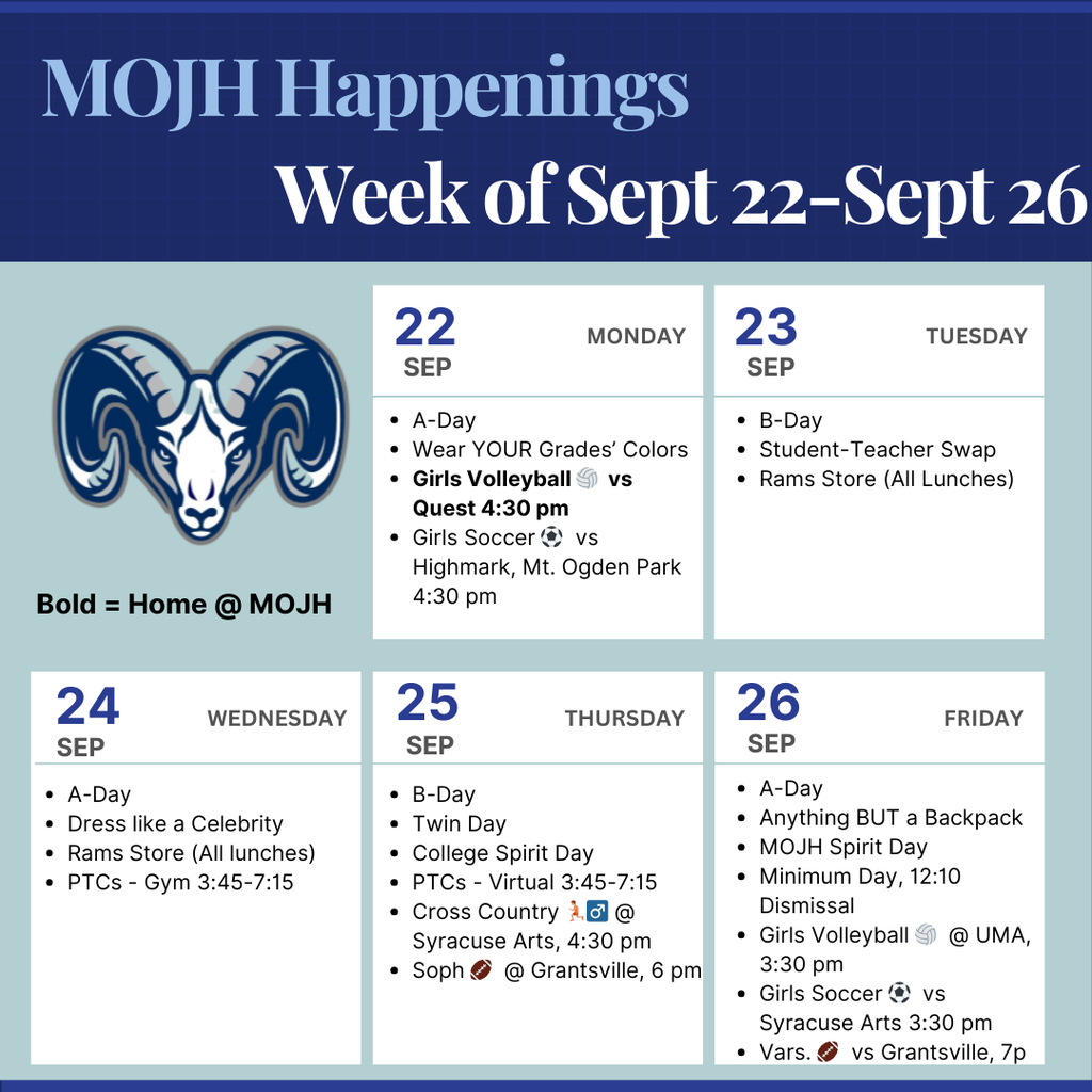Week at a Glance 9/22-26/25