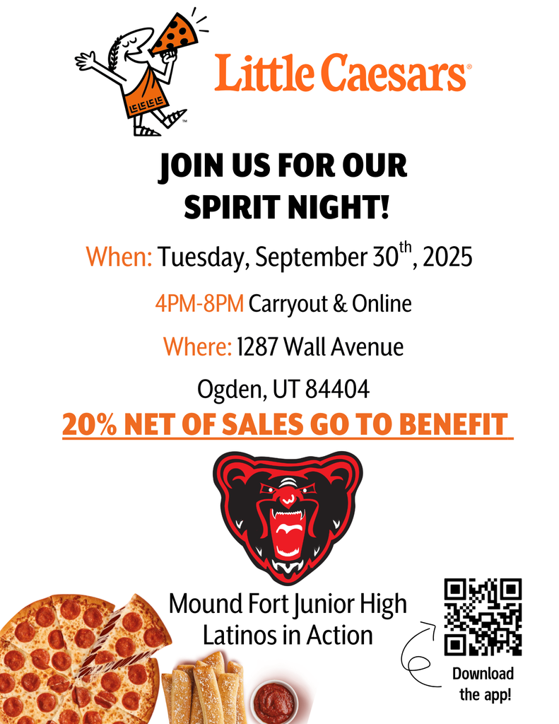 Little Caesars flier for Spirit Night Fundraiser for MFJHS Latinos in Action