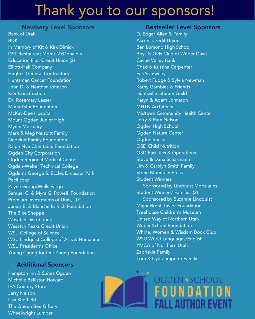 Fall Author additional sponsors
