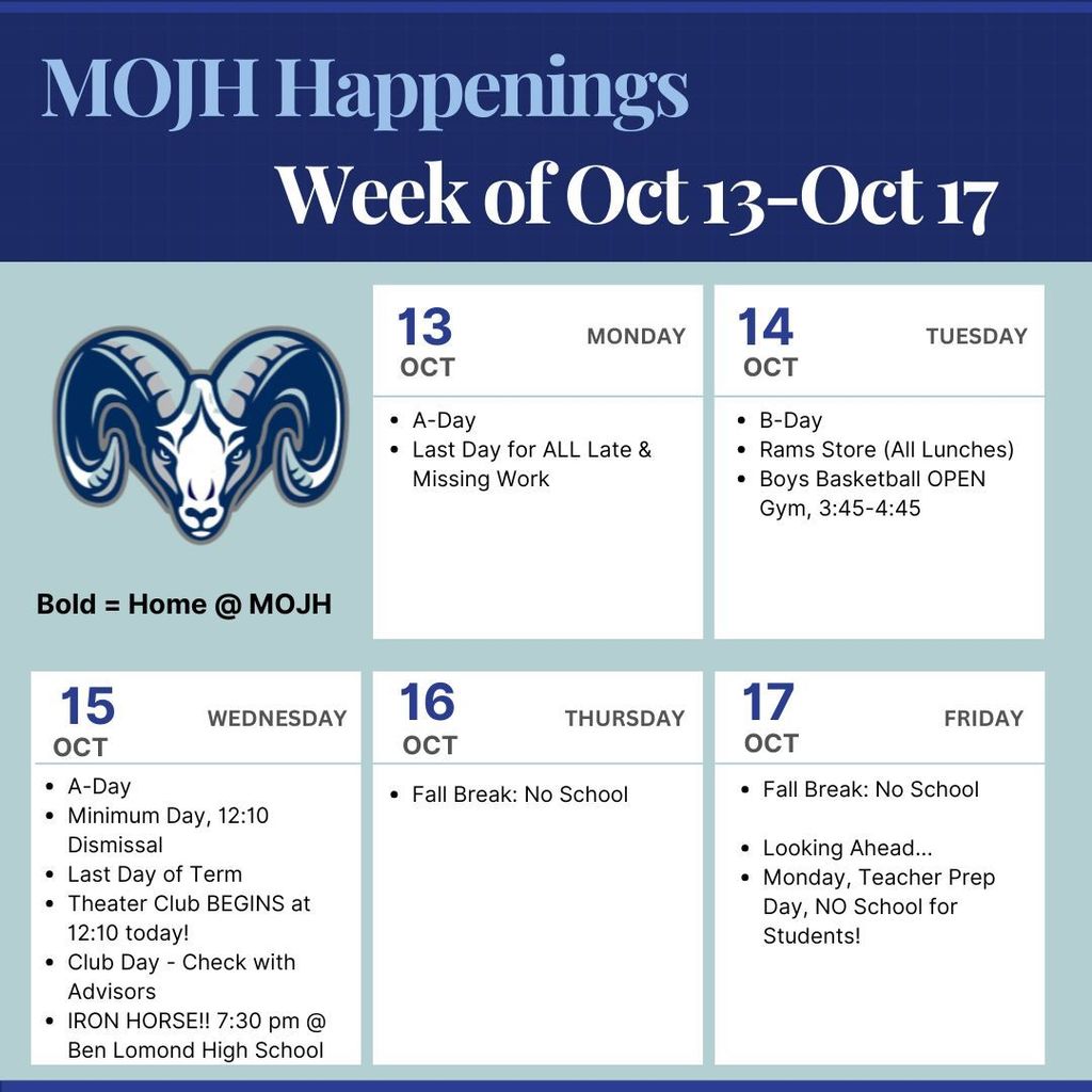 Week at a Glance 10/13-10/17