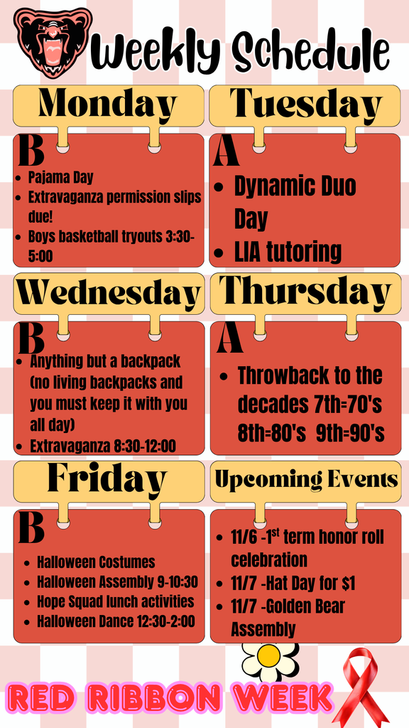 Week at a glance for 10/27 - 10/31