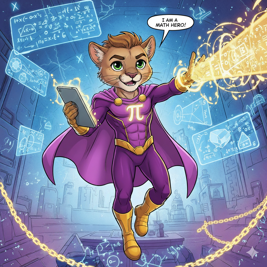 A math superhero, who is a cougar. 