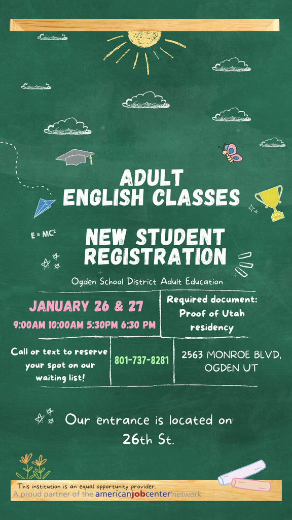 Information regarding free English classes for adults.