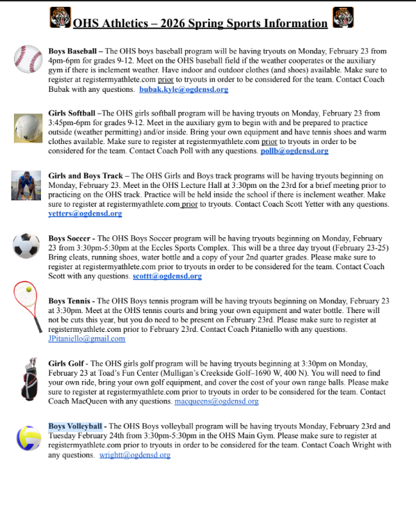 OHS Spring Sports