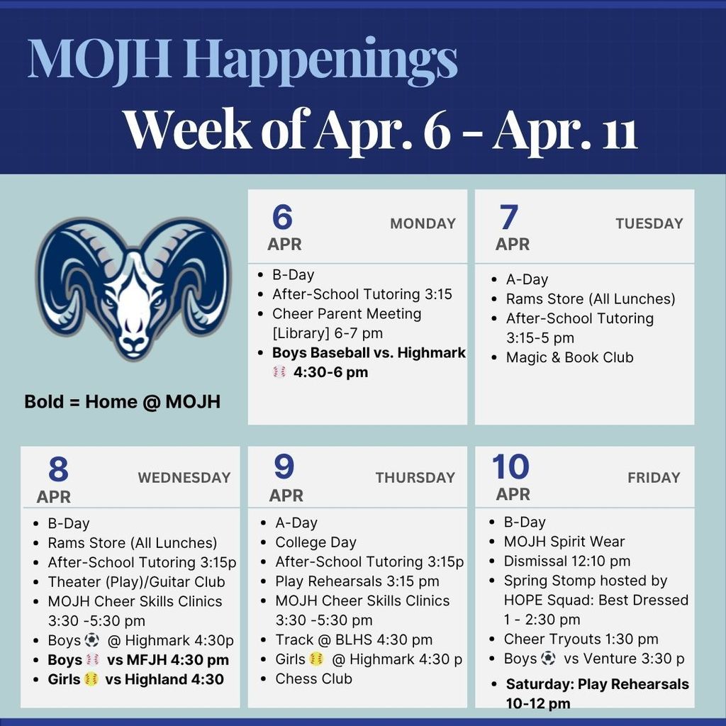 Week at a Glance 4/6-4/11