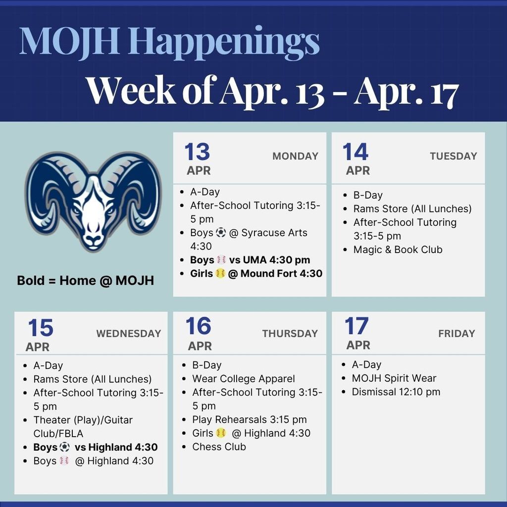 MOJH Weekly Happening 4/13-4/17