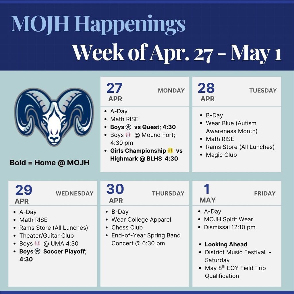 Week at a Glance 4/27-5/2/26