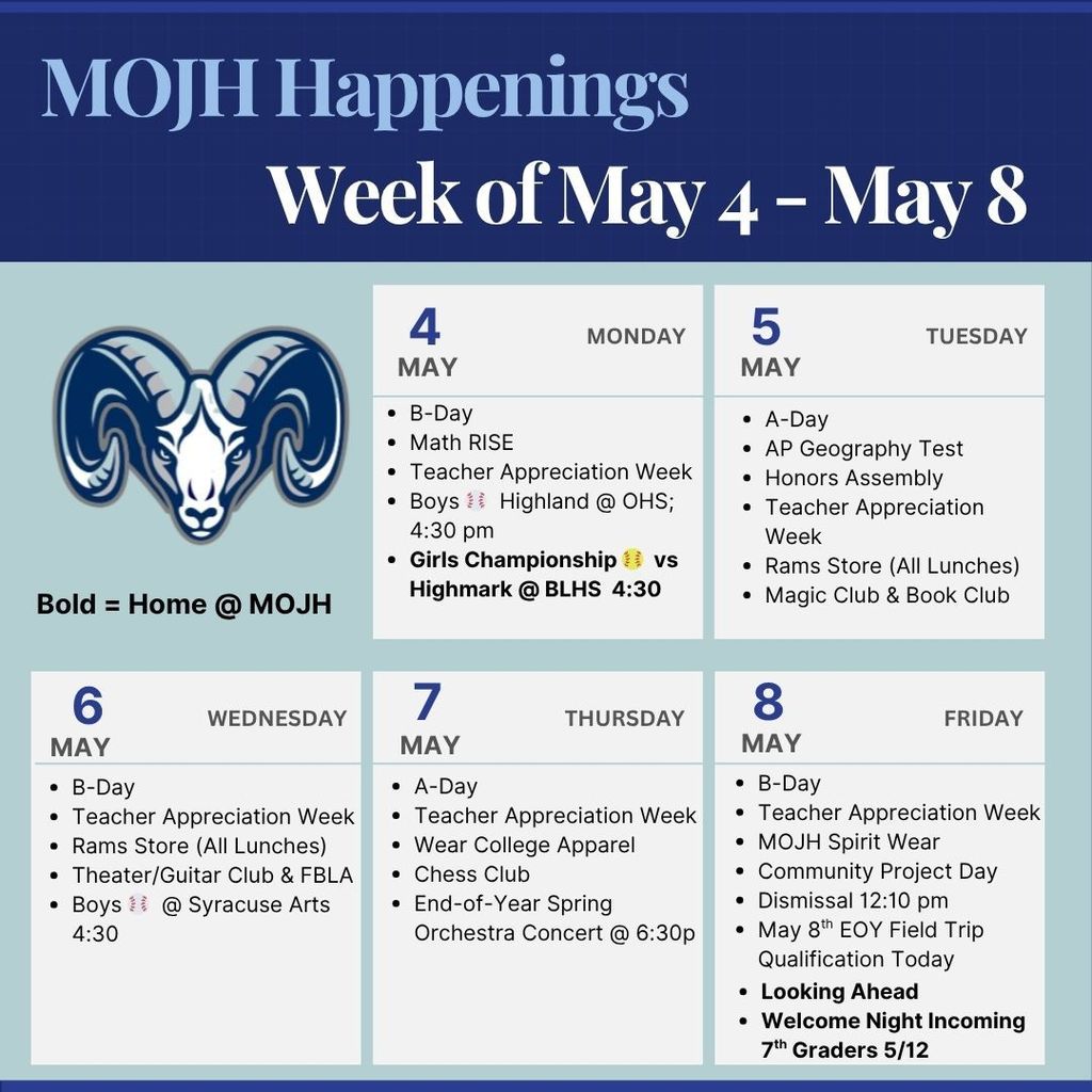 Week at a Glance 5/4-5/8/26